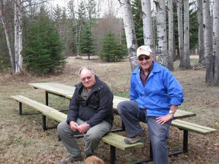 Don and Leroy after setting up  SRD  donated tables at Eagle River.