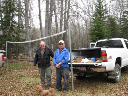 After repairing volley ball net at Eagle River campsite Alex is taking the picure .