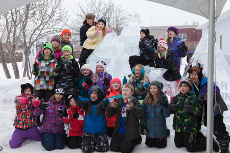 Grade 5 kids from Central who came for ice carving demonstration 